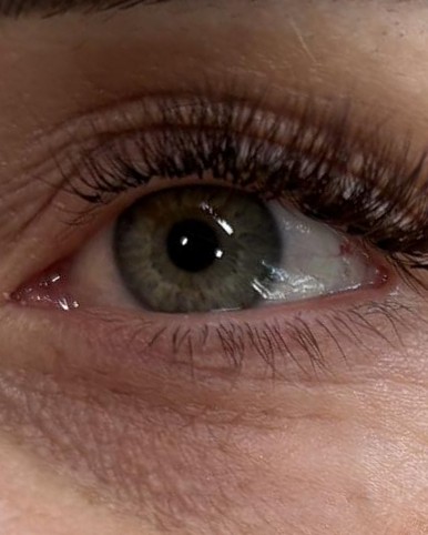 Wimperextensions en gestylde wenkbrauw